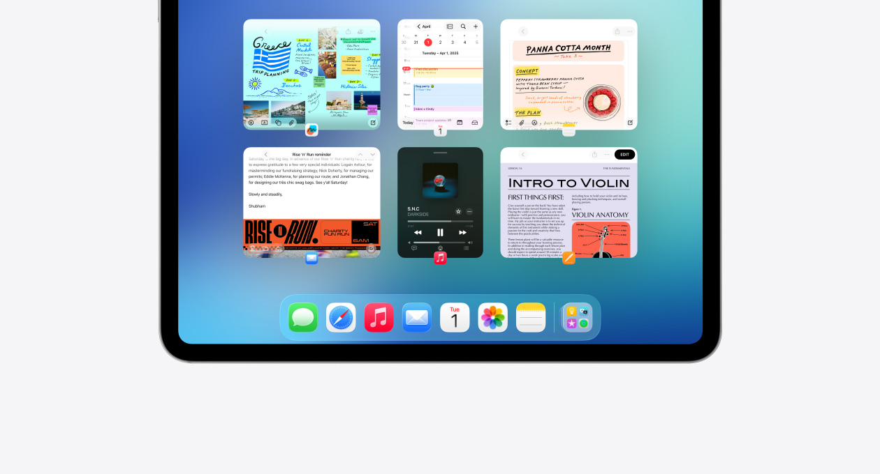 iPad-scherm met Exposé-feature