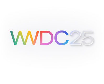 Huruf WWDC25 berwarna pelangi