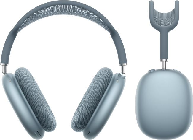 Ujęcie niebieskich AirPods Max 2 od przodu i z boku