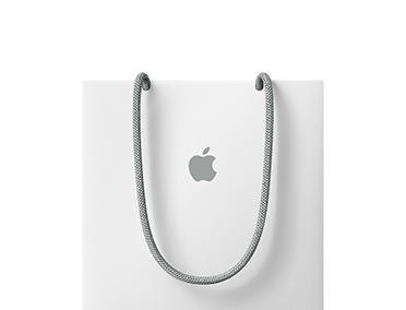 Eine Tragetasche mit dem Apple Loge vorne in der Mitte