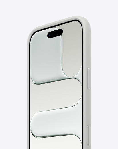 iPhone Air, face avant, côté, profil fin, coque Bumper gris clair fixée