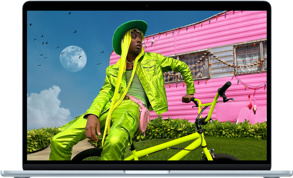 Un MacBook Air que destaca la colorida pantalla Liquid Retina